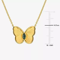 Womens Lab Created Purple Alexandrite 18K Gold Over Silver Butterfly Pendant Necklaces