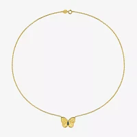 Womens Lab Created Purple Alexandrite 18K Gold Over Silver Butterfly Pendant Necklaces