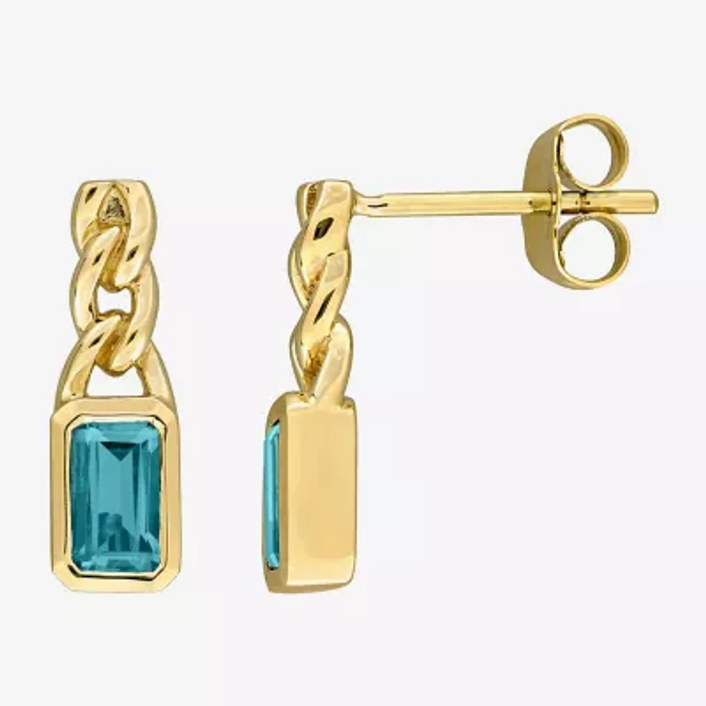 Genuine Blue Topaz 14K Gold Drop Earrings