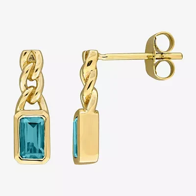 Genuine Blue Topaz 14K Gold Drop Earrings