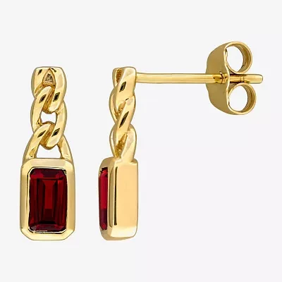 Genuine Red Garnet 14K Gold Drop Earrings