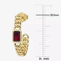 Genuine Red Garnet 14K Gold 20.5mm Hoop Earrings