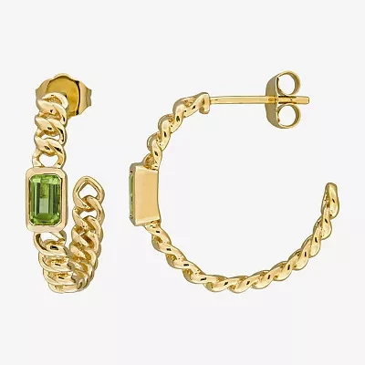 Genuine Green Peridot 14K Gold 20.5mm Hoop Earrings