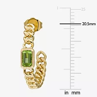 Genuine Green Peridot 14K Gold 20.5mm Hoop Earrings