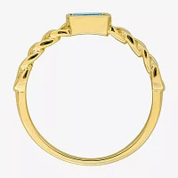 Womens Genuine Blue Topaz 14K Gold Cocktail Ring