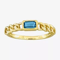 Womens Genuine Blue Topaz 14K Gold Cocktail Ring