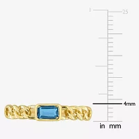 Womens Genuine Blue Topaz 14K Gold Cocktail Ring