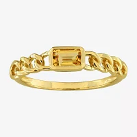 Womens Genuine Yellow Citrine 14K Gold Cocktail Ring