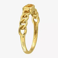 Womens Genuine Yellow Citrine 14K Gold Cocktail Ring