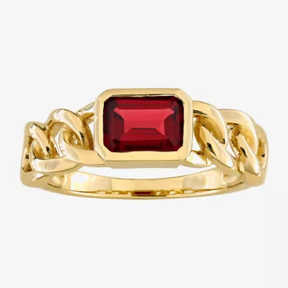 Womens Genuine Red Garnet 10K Gold Cocktail Ring