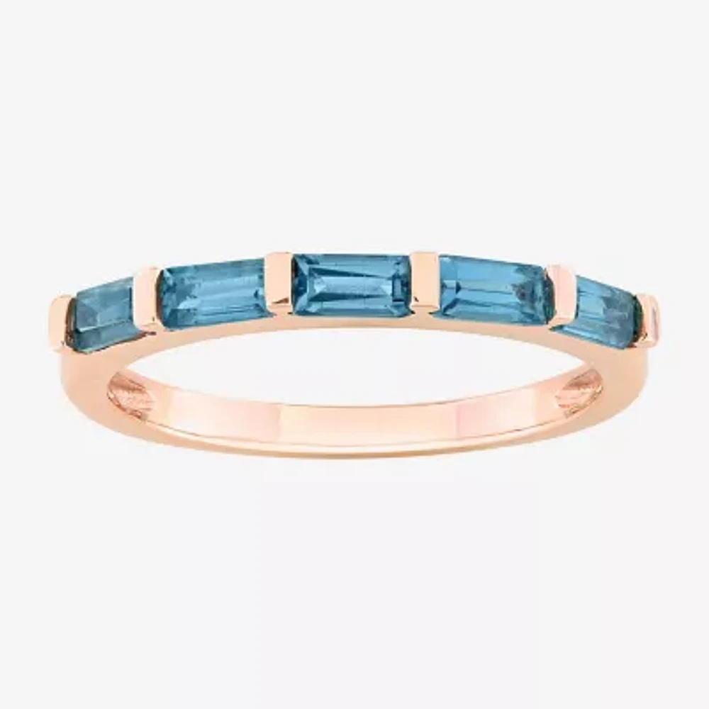 Womens Genuine Blue Topaz 10K Rose Gold Cocktail Ring