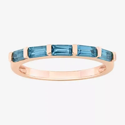 Womens Genuine Blue Topaz 10K Rose Gold Cocktail Ring