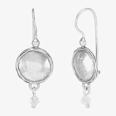 Silpada White Crystal Sterling Silver Round Drop Earrings