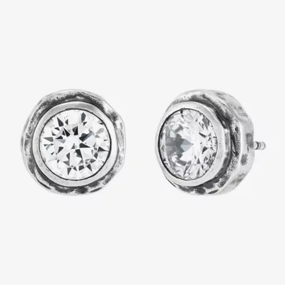 Silpada Cubic Zirconia Sterling Silver 12.1mm Round Stud Earrings