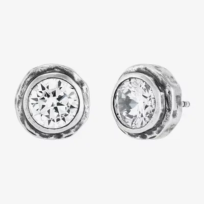 Silpada White Cubic Zirconia Sterling Silver 12.1mm Round Stud Earrings