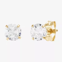 White Cubic Zirconia 10K Gold 2 Pair Earring Set