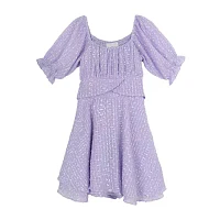 Rare Editions Big Girls Embellished Elbow Sleeve A-Line Dress