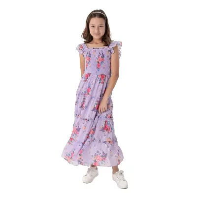 Rare Editions Big Girls Embellished Sleeveless Floral Maxi Dress