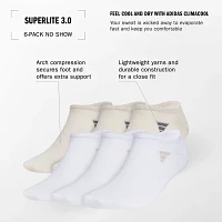 adidas Superlite 6 Pair No Show Socks Mens