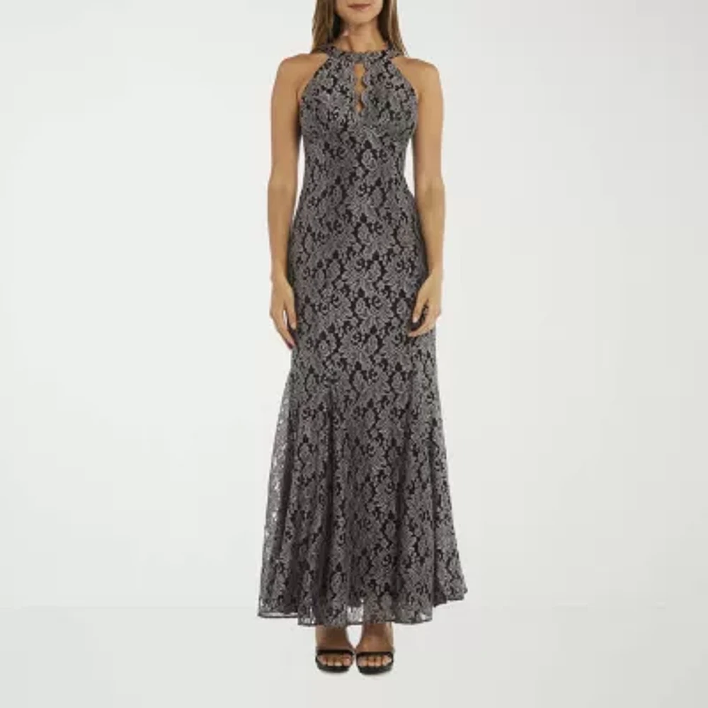 R & M Richards Lace Womens Sleeveless Evening Gown