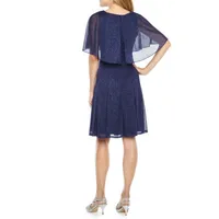 J Taylor Short Sleeve Cape Fit & Flare Dress