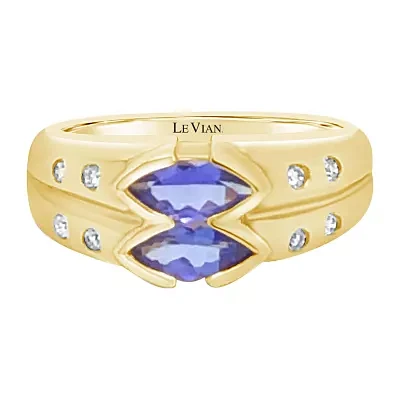 LIMITED QUANTITIES! Le Vian Grand Sample Sale™ Ring featuring Blueberry Tanzanite® 1/10 CT. T.W. Vanilla Diamonds® set in 14K Honey Gold™
