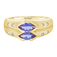 LIMITED QUANTITIES! Le Vian Grand Sample Sale™ Ring featuring Blueberry Tanzanite® 1/10 CT. T.W. Vanilla Diamonds® set in 14K Honey Gold™