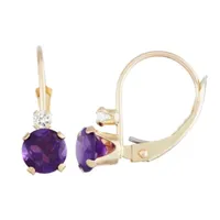 10k Gold Genuine Amethyst Drop Earrings