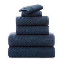 Fieldcrest Luxury Egyptian Cotton Loops Border Stripe Bath Towel, Color:  Black - JCPenney