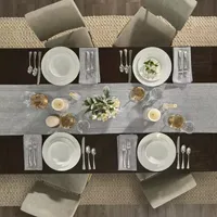 Fieldcrest Luxury Cotton-Linen Herringbone Table Runner