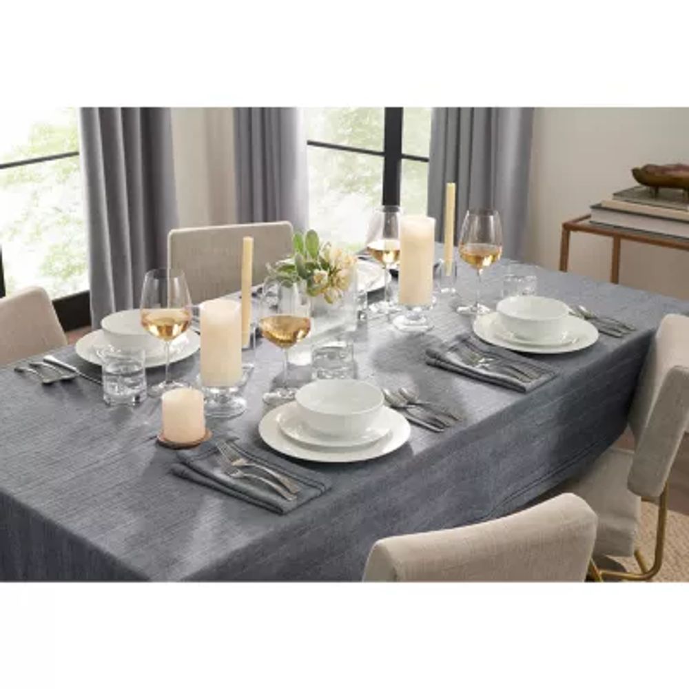 Fieldcrest Luxury Cotton-Linen Herringbone Tablecloth