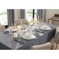 Fieldcrest Luxury Cotton-Linen Herringbone Tablecloth