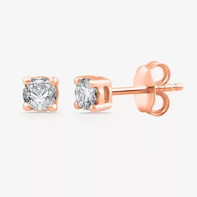 3/8 CT. T.W. Natural White Diamond 14K Rose Gold 4.2mm Round Stud Earrings