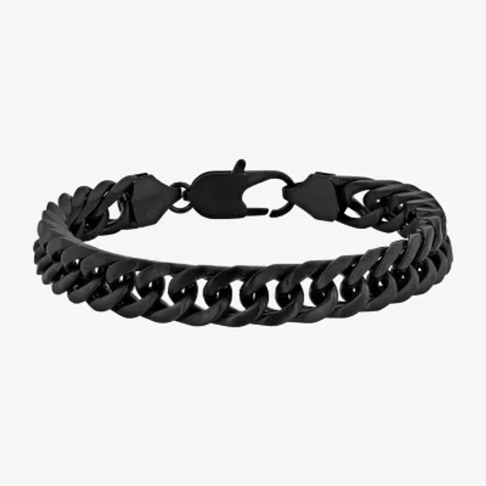 Mens Stainless Steel 9 Inch Solid Curb Chain Bracelet