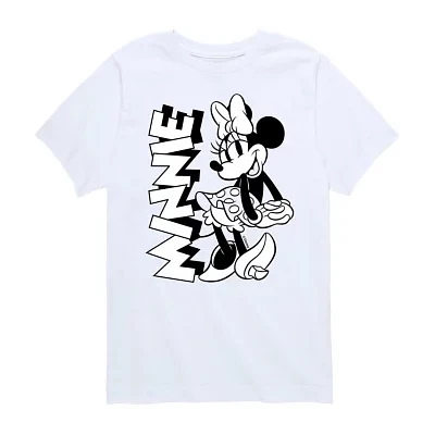 Disney Collection Little & Big Girls Crew Neck Short Sleeve Minnie Mouse Graphic T-Shirt