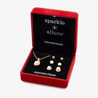 Sparkle Allure Light Up Box 4-pc. Cubic Zirconia Simulated Pearl 18K Gold Over Brass Pear Jewelry Set