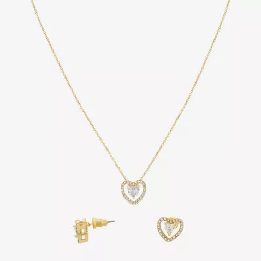 Sparkle Allure Light Up Box 2-pc. Cubic Zirconia 18K Gold Over Brass Heart Jewelry Set
