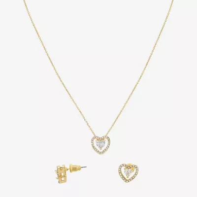 Sparkle Allure Light Up Box 2-pc. Cubic Zirconia 18K Gold Over Brass Heart Jewelry Set