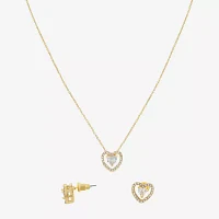 Sparkle Allure Light Up Box 2-pc. Cubic Zirconia 18K Gold Over Brass Heart Jewelry Set