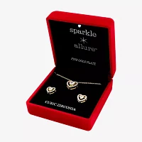 Sparkle Allure Light Up Box 2-pc. Cubic Zirconia 18K Gold Over Brass Heart Jewelry Set