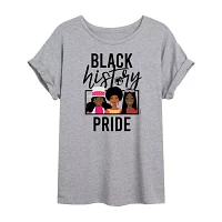 Juniors Black History Month Pride Womens Scoop Neck Short Sleeve Barbie Graphic T-Shirt