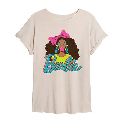 Juniors Womens Scoop Neck Short Sleeve Barbie Graphic T-Shirt