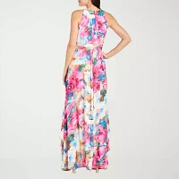R & M Richards Womens Sleeveless Floral Evening Gown