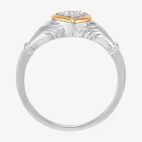 Womens Diamond Accent Natural White Diamond 14K Gold Sterling Silver Heart Cocktail Ring