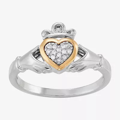 Womens Diamond Accent Natural White Diamond 14K Gold Sterling Silver Heart Cocktail Ring