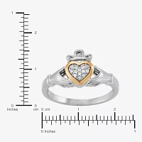 Womens Diamond Accent Natural White Diamond 14K Gold Sterling Silver Heart Cocktail Ring