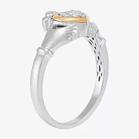 Womens Diamond Accent Natural White Diamond 14K Gold Sterling Silver Heart Cocktail Ring