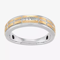 Mens Diamond Accent Natural White Diamond 14K Two Tone Gold Fashion Ring