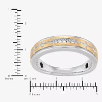 Mens Diamond Accent Natural White Diamond 14K Two Tone Gold Fashion Ring