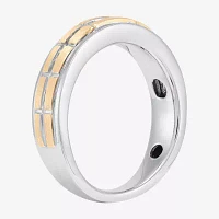 Mens Diamond Accent Natural White Diamond 14K Two Tone Gold Fashion Ring